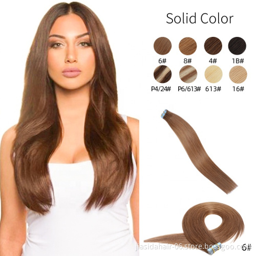 100% Virgin Remy European Tape Hair Extension, Wholesale Invisible Double Drawn Remy Tape In Human Hair Extension
